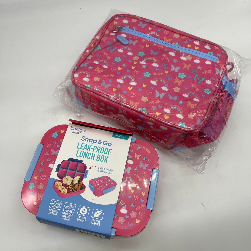Bentgo Kids Snap & Go Leak-Proof Lunch Box with Lunch Bags Pink